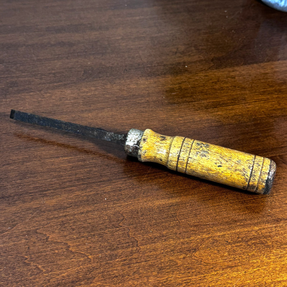 Vintage Narrow Putty Knife Glazing Scraper Wood Handle Antique Tool 8"